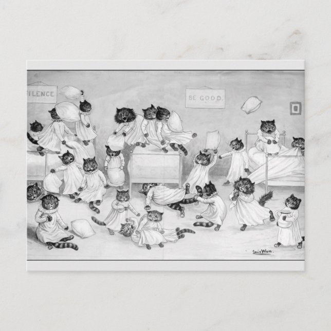 Carte Postale Art de chat par Louis Wain 1900 (Devant)