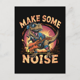 Carte Postale Art de concert de dinosaure T-Rex qui se déhanche