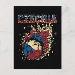 Carte Postale Art de fan de football rétro de balle enflammée de