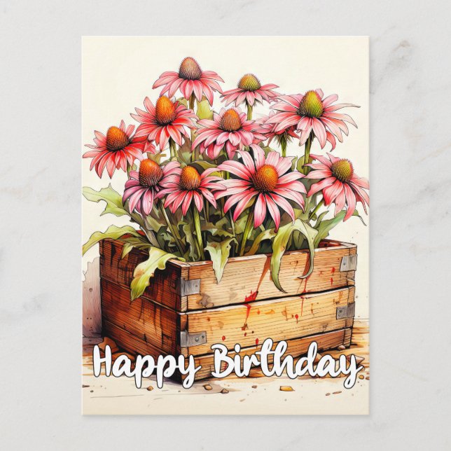 Carte Postale Art de fleur d'aster fraîchement plantée (Devant)