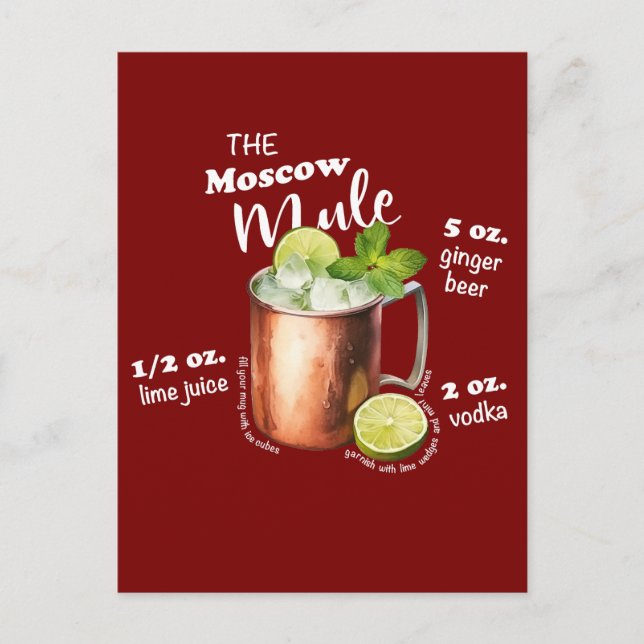 Carte Postale Art de la barre de recettes de Moscou Mule (Devant)