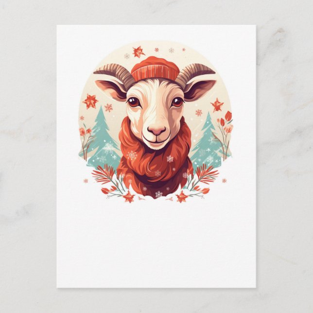 Carte Postale Art de la chèvre de Noël (Devant)
