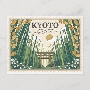 Carte Postale Art de l'affiche de voyage à Kyoto au Japon vintag
