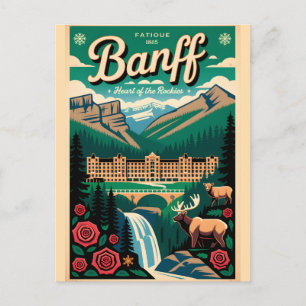 Carte Postale Art de l'affiche de voyage rétro Banff Canada
