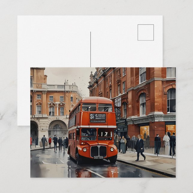 Carte Postale Art de l'aquarelle à Londres (Devant / Derrière)