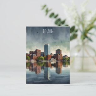 Carte Postale Art de l'aquarelle de Boston