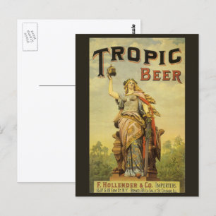 Carte Postale Art de l'étiquette de produit vintage, Tropic Beer