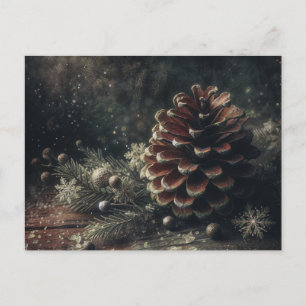 Carte Postale Art de l'hiver avec pomme de pin