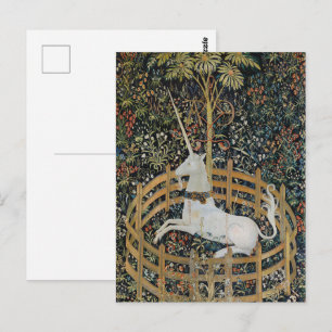 Carte Postale Art de Licorne Médiévale Vintage en Captivité