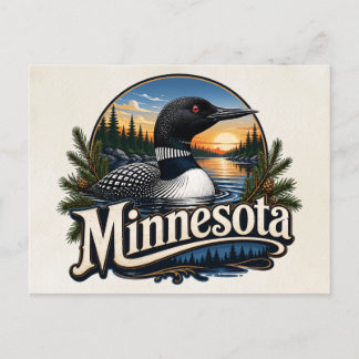 Carte Postale Art de l'oiseau de l'État Minnesota Loon