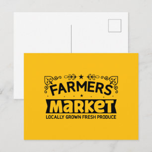 Carte Postale Art de mot de marché de fermiers amusant