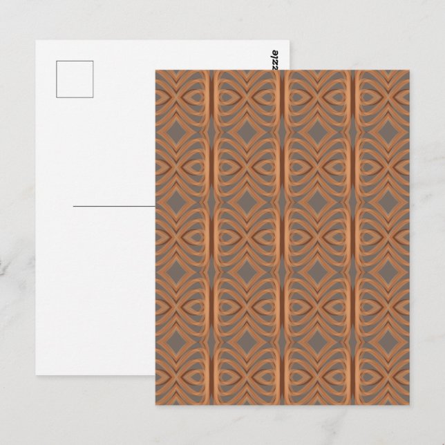 Carte Postale Art de motif abstrait de ruban tribal de tons de t (Devant / Derrière)