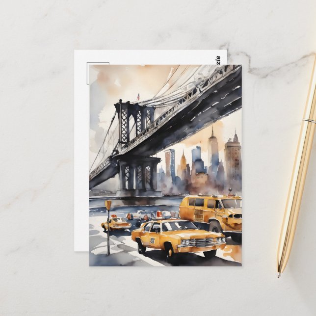 Carte Postale Art de New York (Devant/Arrière en situation)