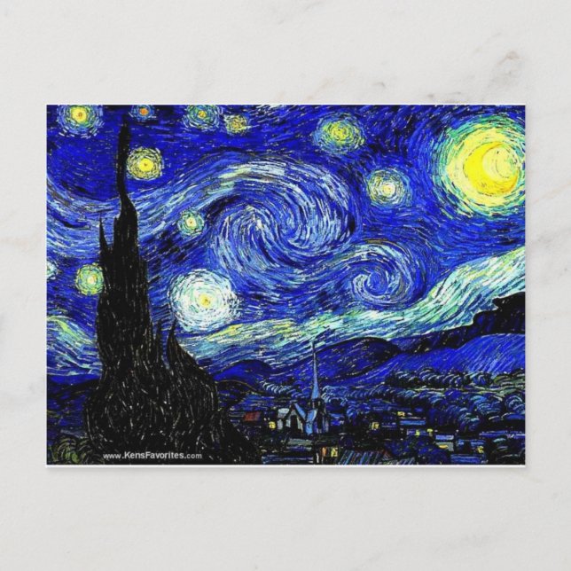 Carte Postale Art de nuit vVan Gogh Starry (Devant)