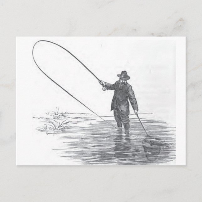 Carte Postale Art de pêche vintage (Devant)