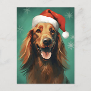 Carte Postale Art de peinture à la brosse de Noël Setter irlanda