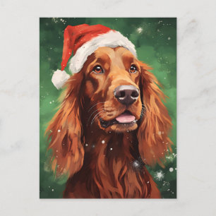 Carte Postale Art de peinture à la brosse de Noël Setter irlanda