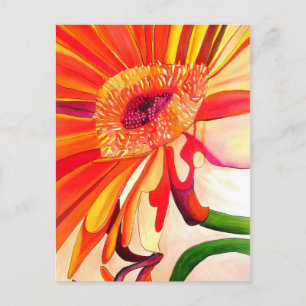 Carte Postale Art de peinture à l'aquarelle de fleurs de Gerbera