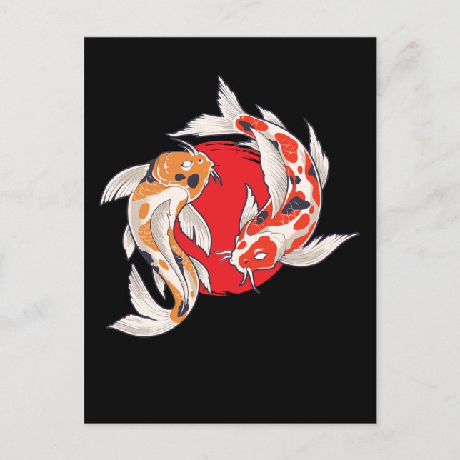 Carte Postale Art de poissons Koi japonais Aquaculture piscicole (Devant)