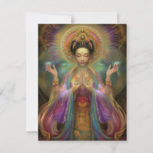 Carte Postale Art de prière de la déesse visionnaire Quan Yin