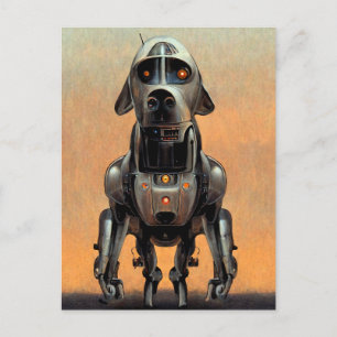 Carte Postale Art de science-fiction Portrait d'un chien robot