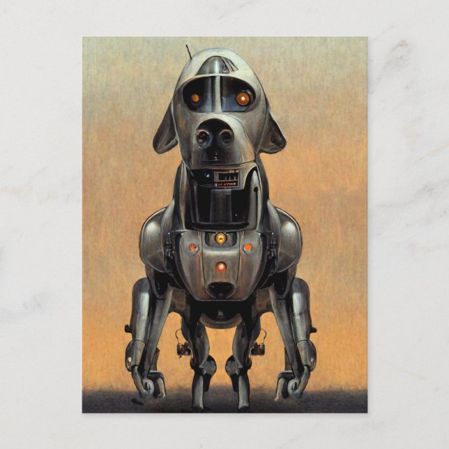 Carte Postale Art de science-fiction | Portrait d'un chien robot (Devant)
