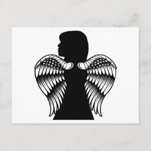 Carte Postale art de silhouette de petite fille ange enfant
