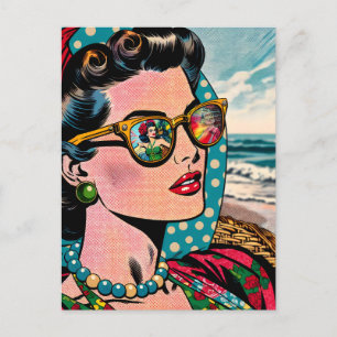 Carte Postale Art de style comique   Femme regardant Hula Dancer