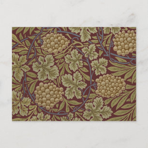 Carte Postale Art de vigne rouge vert William Morris