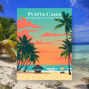 Carte Postale Art de voyage de plage en République dominicaine à