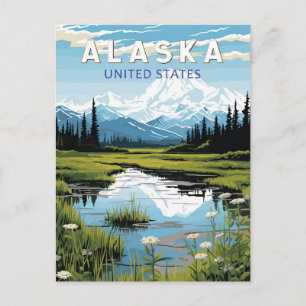 Carte Postale Art de voyage en Alaska vintage