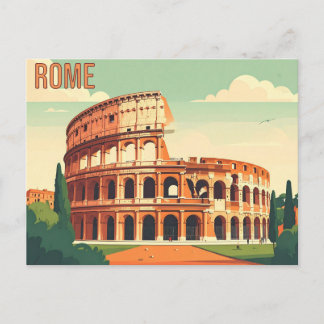 Carte Postale Art de voyage vintage du Colosseum de Rome