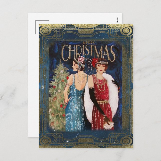 Carte postale Art déco 1920 Vintage Christmas (Devant / Derrière)