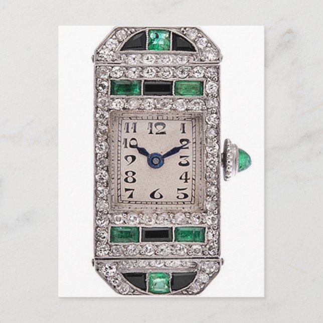 Carte postale Art déco Emeralds and Diamonds Watch (Devant)