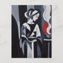 Art Déco femme en noir et blanc décoration murale