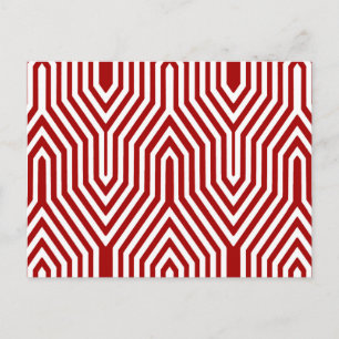 Carte Postale Art Déco Géométrique - rouge foncé et blanc