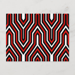 Carte Postale Art Déco géométrique - rouge, noir et blanc