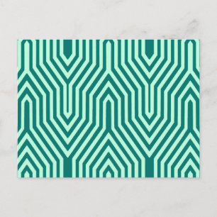 Carte Postale Art déco géométrique - turquoise et aqua