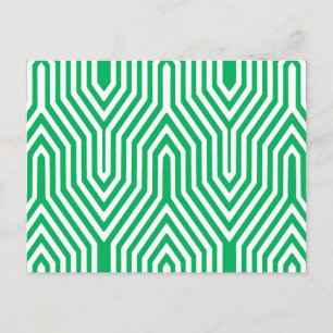 Carte Postale Art déco géométrique - vert jade et blanc