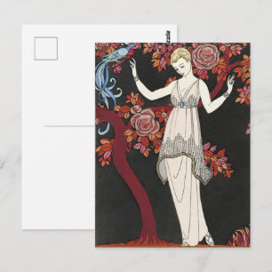 Carte Postale Art Déco George Barbier Mode Vintage Oiseau Art