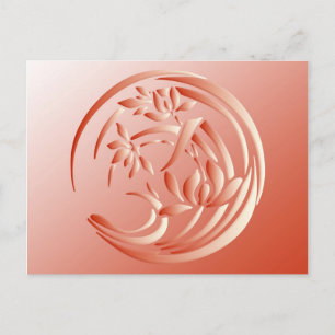Carte Postale Art Déco Lily motif - corail orange