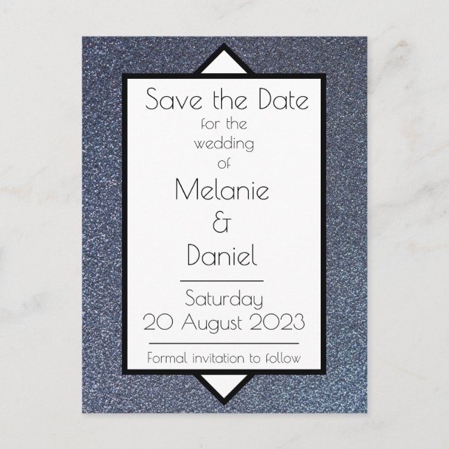 Carte Postale Art déco moderne Giltter Argent Sauvez la journée (Devant)