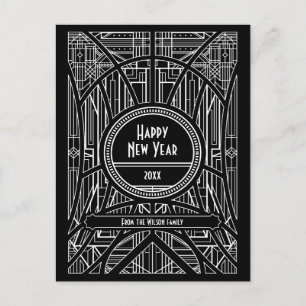 Carte Postale Art déco noir Bonne année