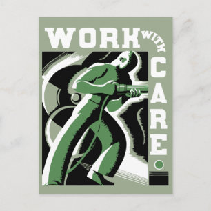 Carte Postale Art déco vectorielle rétro Travailler avec soin