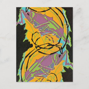 Carte Postale Art Déco vintage Jazz Pochoir Jardin Sauterelles