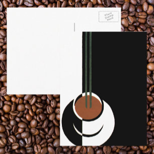 Carte Postale Art Déco vintage, tasse de café avec vapeur