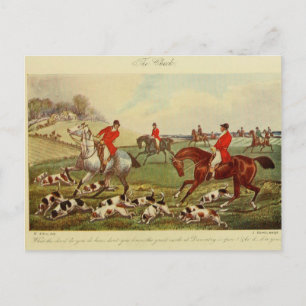 Carte Postale Art d'éphémère de paysage vintage avec chiens de c