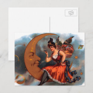 Carte Postale Art d'étiquette de cigare vintage, fée victorienne