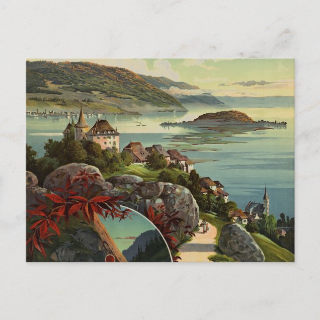 Carte Postale Art d'illustration de voyage en Suisse vintage (Devant)