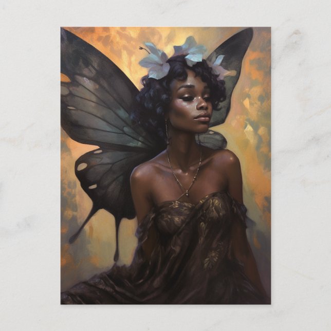 Carte Postale Art d'Imaginaire Fée Noire Africain (Devant)